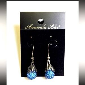 Pave Teardrop Earrings in Blue Zircon